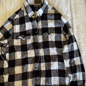 George Black and White Plaid Button-Down Shirt
